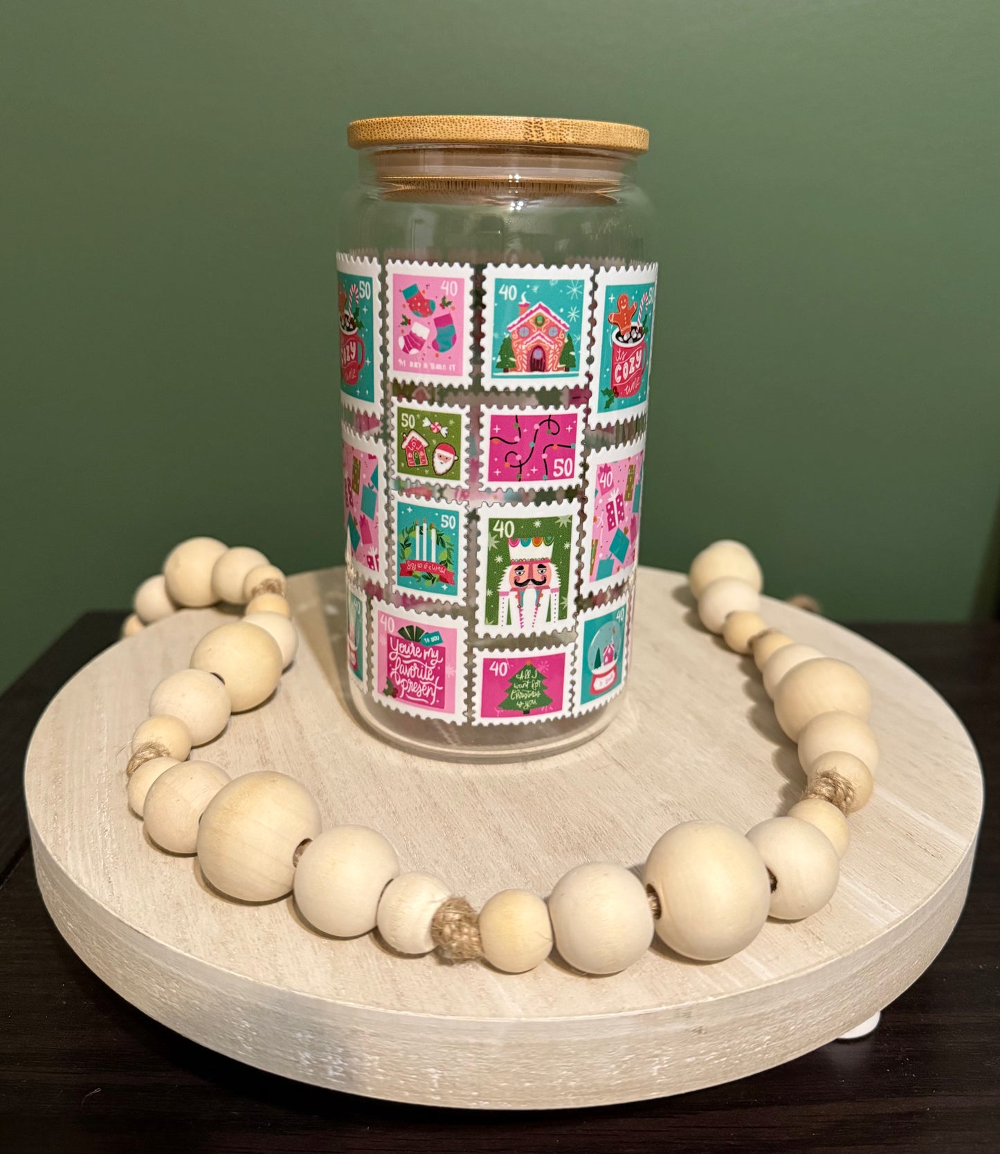 Christmas Postage Glass Cup