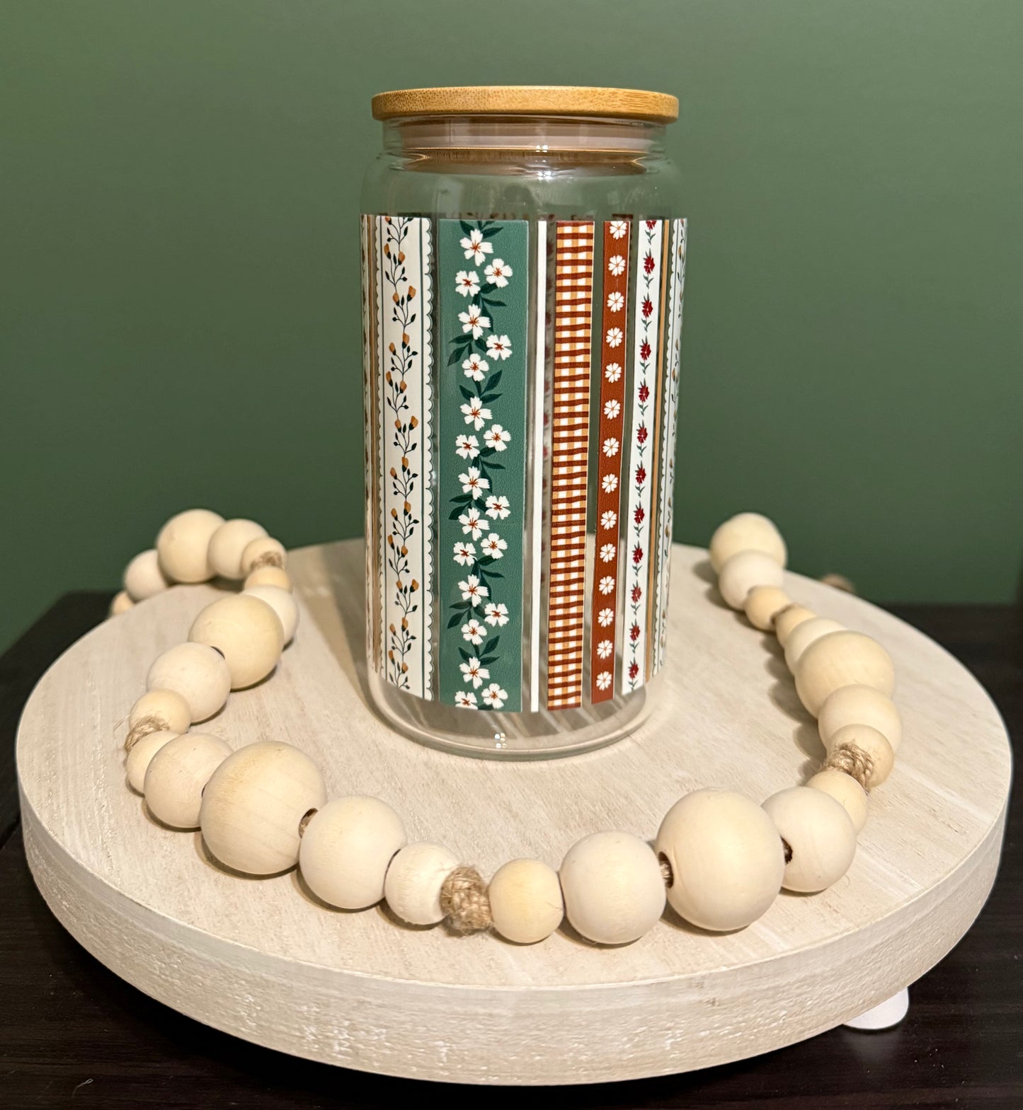 Floral Wallpaper Glass Cup