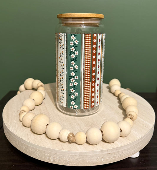 Floral Wallpaper Glass Cup